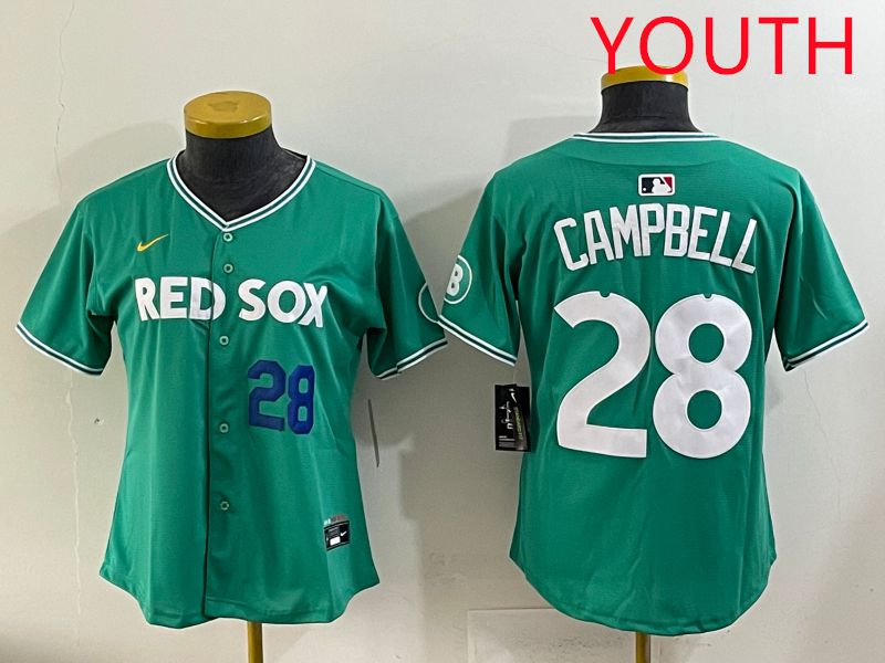Youth 2025 Boston Red Sox #28 Campbell Dark Green Joint Name Nike MLB Jersey style 2